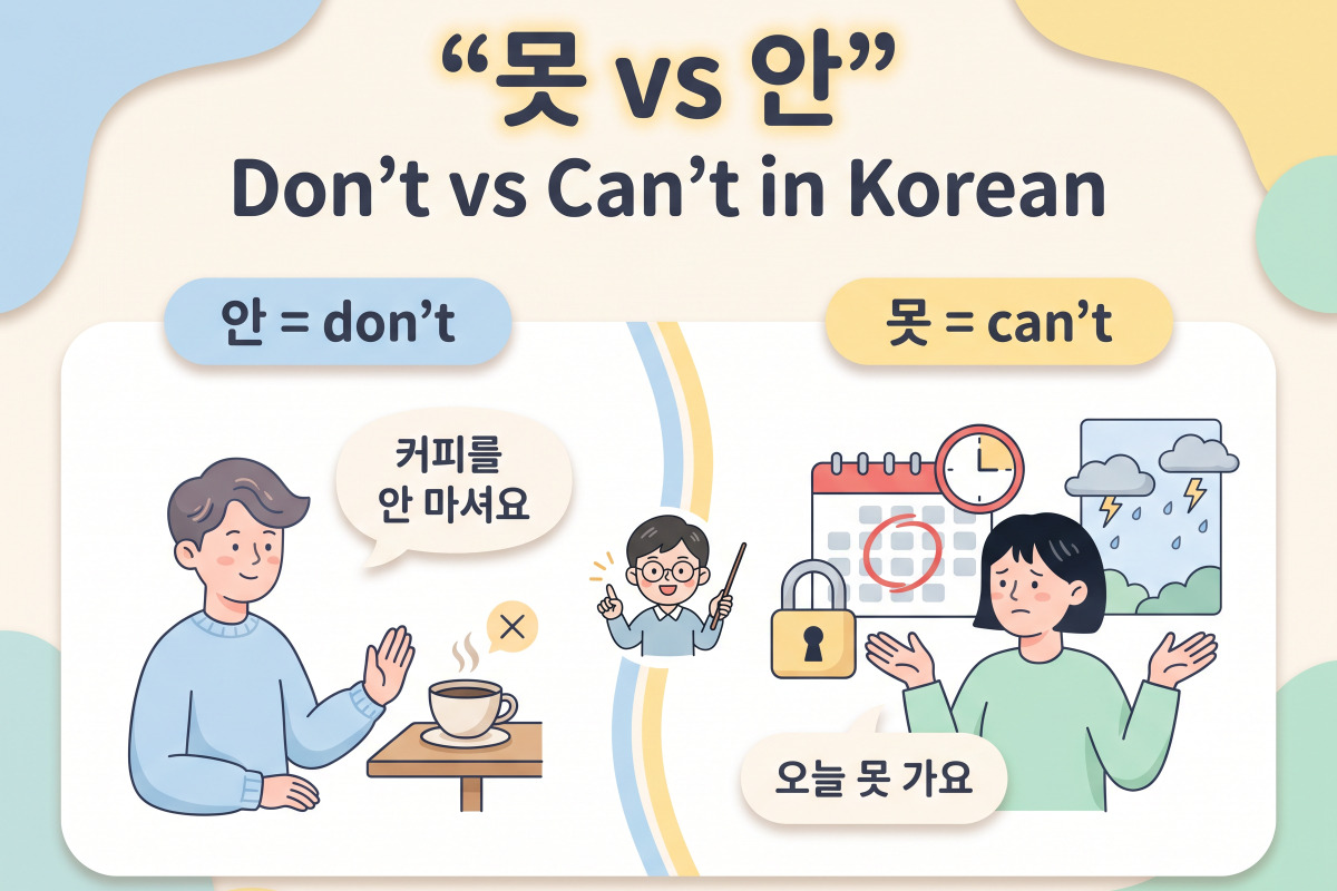 못 vs 안 in Korean: Guide to Know the Difference and How to Use Them Right